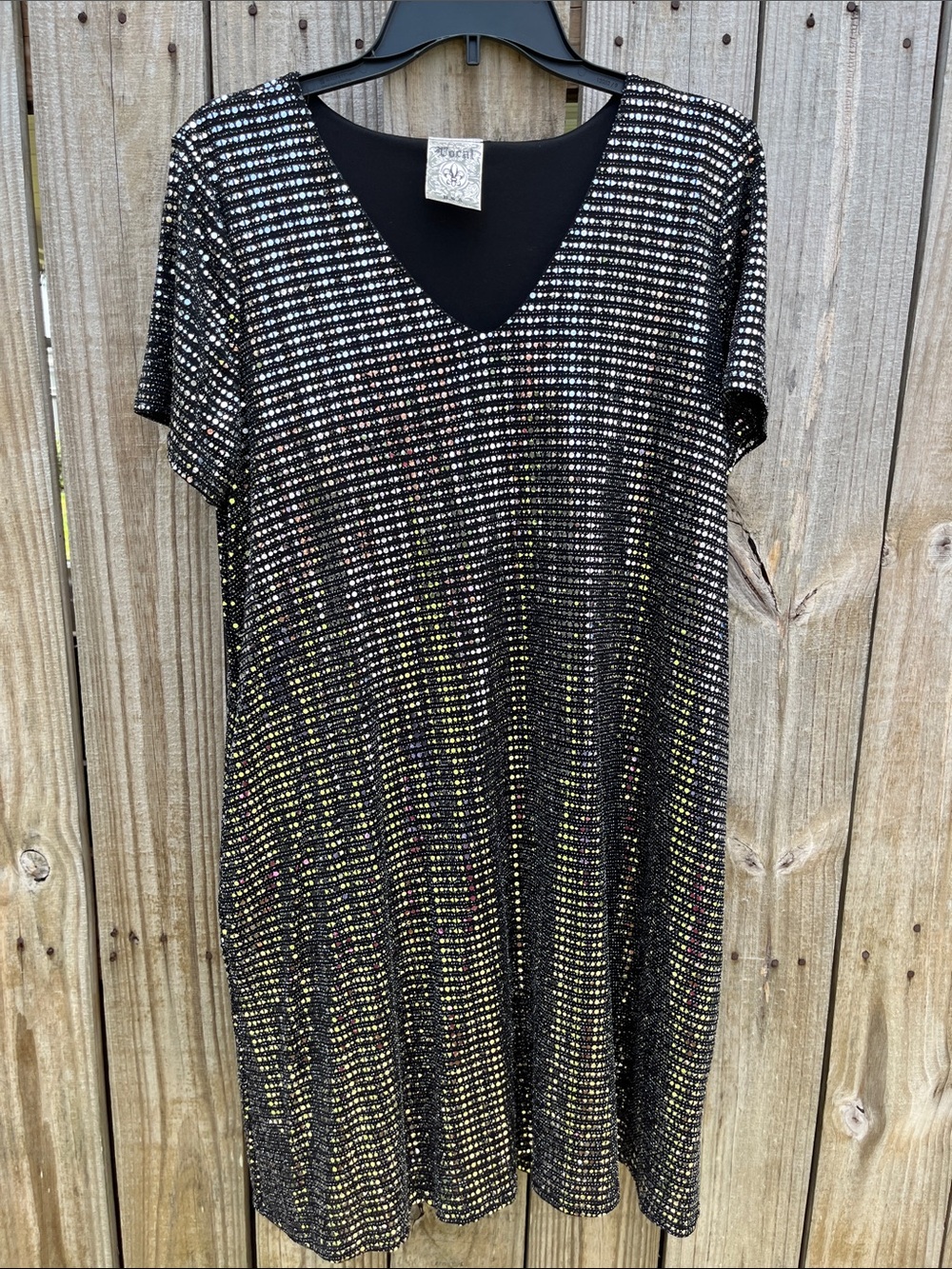 Vocal Black Sequin V-Neck Midi Dress